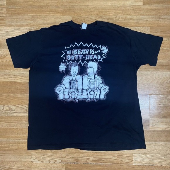Beavis and Butt Head T Shirt Men Medium Adult Black Funny Cartoon TV Show Retro - Picture 1 of 4